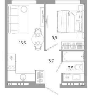 1-к квартира, вторичка, 32м2, 5/12 этаж