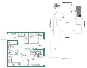 2-к квартира, строящийся дом, 37м2, 9/24 этаж