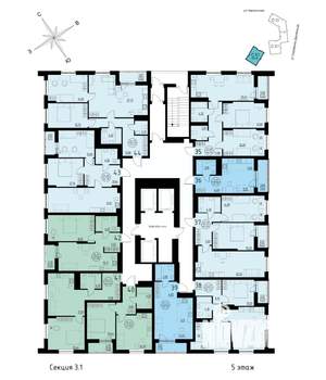 1-к квартира, строящийся дом, 46м2, 5/25 этаж