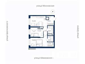 2-к квартира, вторичка, 59м2, 7/30 этаж