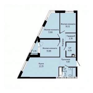 3-к квартира, строящийся дом, 76м2, 2/30 этаж