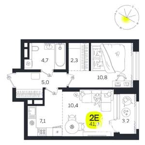 2-к квартира, вторичка, 42м2, 11/27 этаж