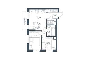 2-к квартира, строящийся дом, 54м2, 6/31 этаж