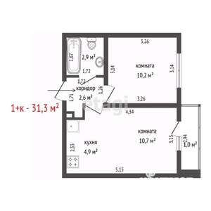 1-к квартира, вторичка, 31м2, 2/8 этаж