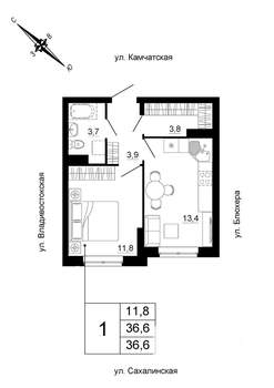 1-к квартира, вторичка, 37м2, 11/24 этаж