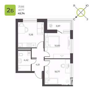 2-к квартира, вторичка, 46м2, 14/23 этаж