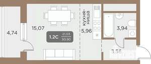 Студия квартира, вторичка, 31м2, 5/24 этаж