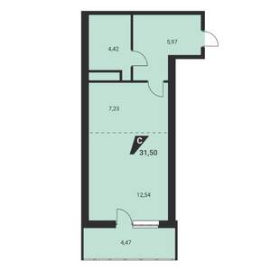 1-к квартира, вторичка, 32м2, 20/25 этаж