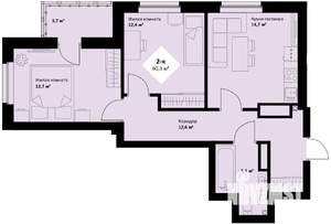 2-к квартира, вторичка, 60м2, 17/25 этаж