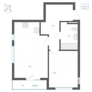 1-к квартира, вторичка, 47м2, 10/15 этаж