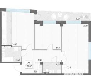 2-к квартира, строящийся дом, 103м2, 7/9 этаж