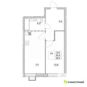 1-к квартира, вторичка, 45м2, 7/31 этаж