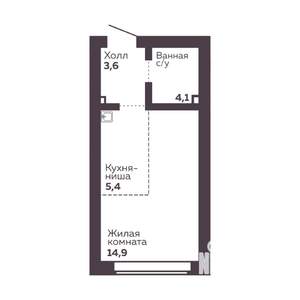 1-к квартира, вторичка, 28м2, 2/30 этаж