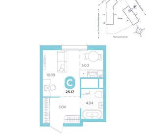 Студия квартира, вторичка, 25м2, 9/24 этаж