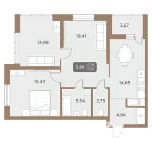 3-к квартира, вторичка, 77м2, 15/24 этаж