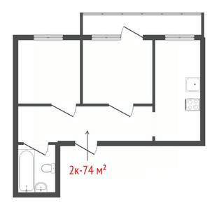 2-к квартира, вторичка, 57м2, 17/25 этаж