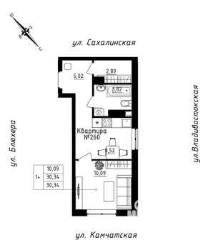 Студия квартира, строящийся дом, 30м2, 22/25 этаж