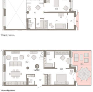 3-к квартира, вторичка, 153м2, 1/24 этаж