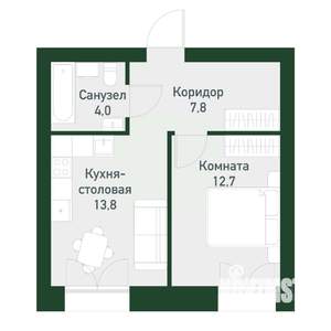 1-к квартира, вторичка, 39м2, 4/4 этаж