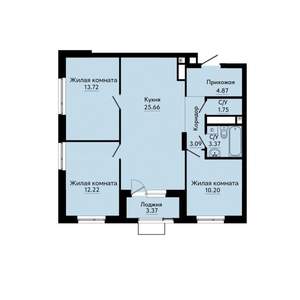 3-к квартира, строящийся дом, 77м2, 9/30 этаж