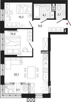 2-к квартира, вторичка, 60м2, 4/15 этаж
