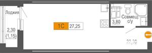 Студия квартира, строящийся дом, 27м2, 10/25 этаж