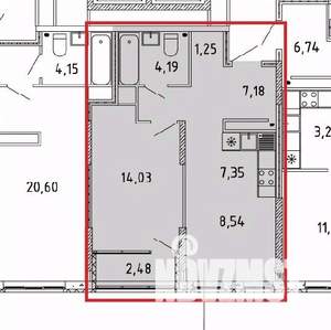 2-к квартира, вторичка, 45м2, 25/33 этаж