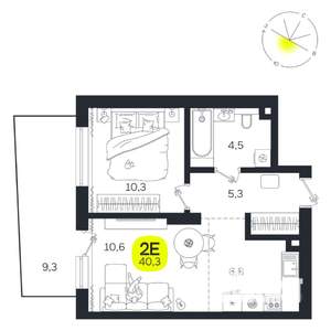 2-к квартира, вторичка, 40м2, 1/27 этаж