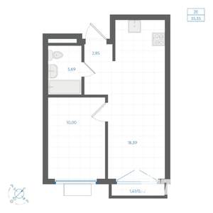 1-к квартира, вторичка, 35м2, 4/4 этаж