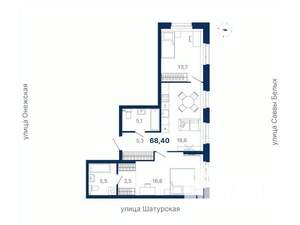 2-к квартира, вторичка, 68м2, 2/17 этаж