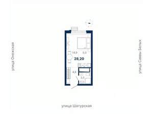 Студия квартира, вторичка, 28м2, 16/20 этаж