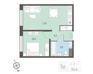 1-к квартира, вторичка, 37м2, 7/25 этаж