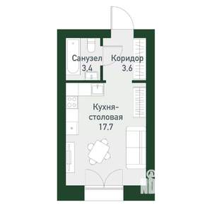 Студия квартира, вторичка, 25м2, 4/4 этаж