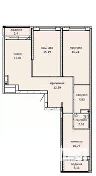 3-к квартира, вторичка, 83м2, 8/22 этаж