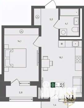 1-к квартира, вторичка, 46м2, 2/4 этаж