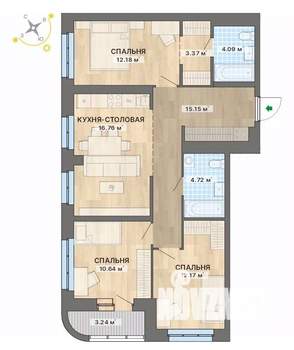 3-к квартира, вторичка, 82м2, 11/25 этаж