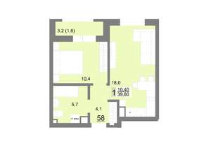 1-к квартира, вторичка, 40м2, 8/26 этаж