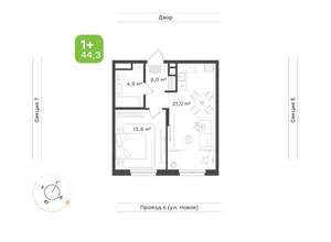 1-к квартира, вторичка, 44м2, 5/17 этаж