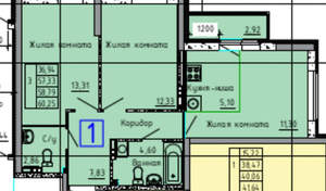 2-к квартира, вторичка, 57м2, 17/26 этаж