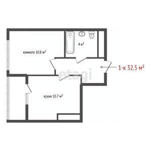 1-к квартира, вторичка, 33м2, 2/19 этаж
