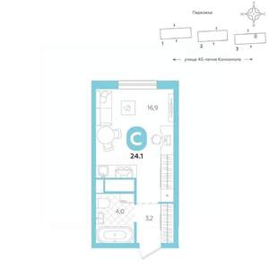 Студия квартира, вторичка, 24м2, 5/16 этаж