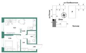 2-к квартира, вторичка, 40м2, 3/21 этаж