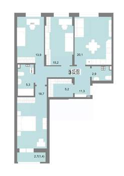 3-к квартира, вторичка, 94м2, 8/17 этаж