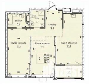 2-к квартира, вторичка, 92м2, 4/11 этаж