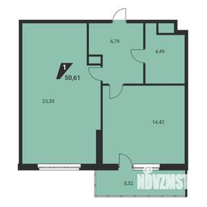 1-к квартира, вторичка, 51м2, 17/25 этаж