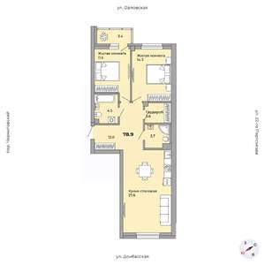 2-к квартира, вторичка, 79м2, 2/21 этаж