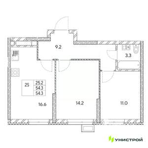 2-к квартира, вторичка, 54м2, 16/31 этаж