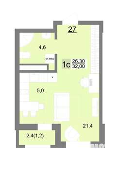 Студия квартира, строящийся дом, 32м2, 14/26 этаж