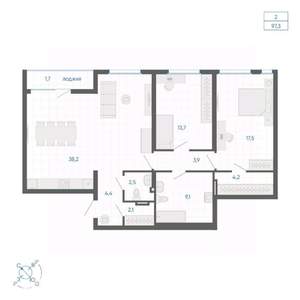 2-к квартира, вторичка, 97м2, 7/10 этаж