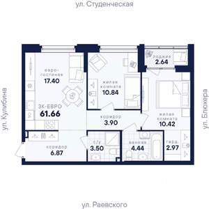 2-к квартира, вторичка, 62м2, 19/25 этаж
